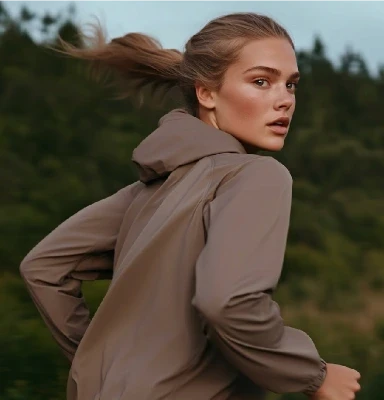 Woman running facing the camara 
