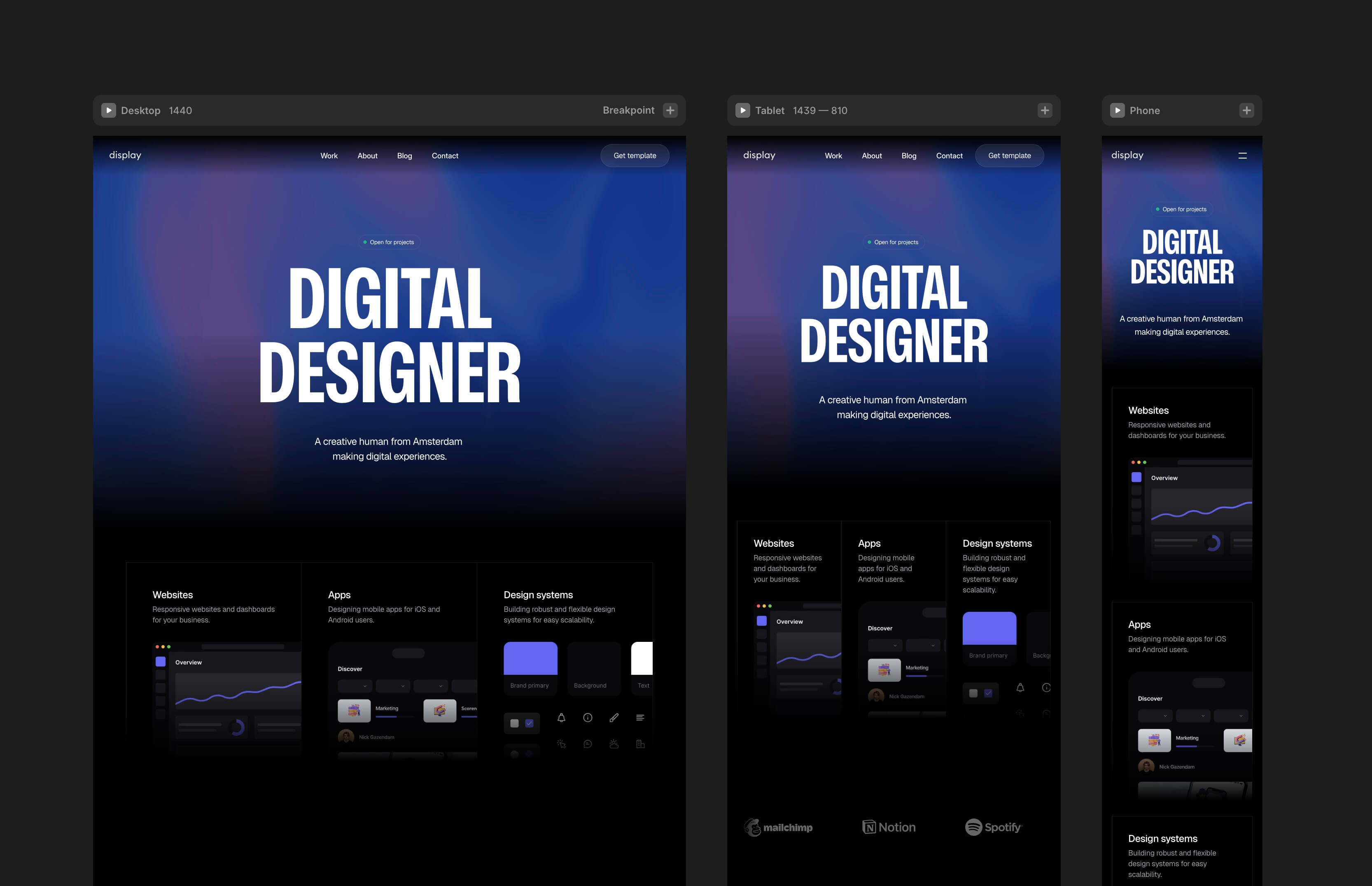 Responsive screens inside Display