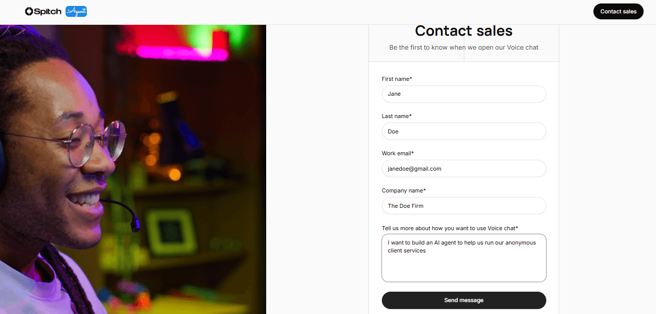 Spitch Agents Sales Page