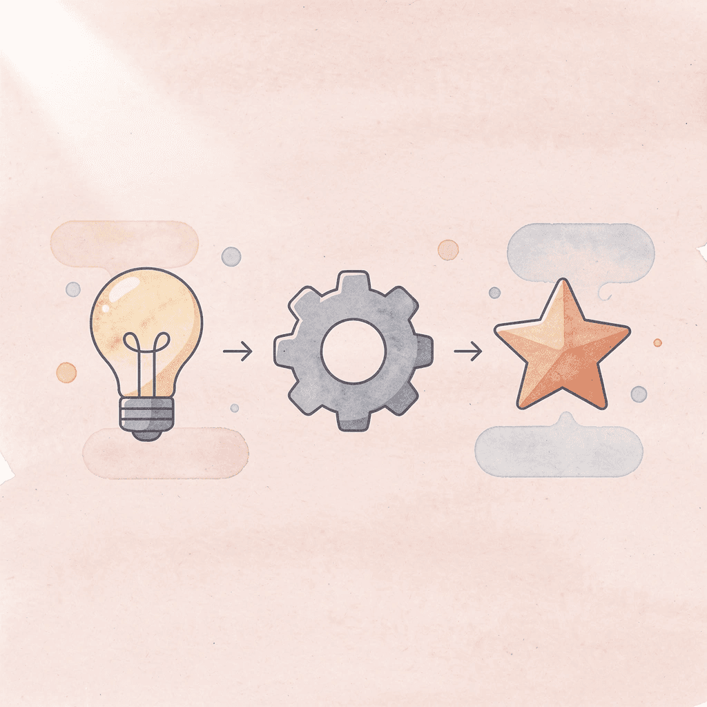 Three icons showing progression from knowledge gap to practice to fluency