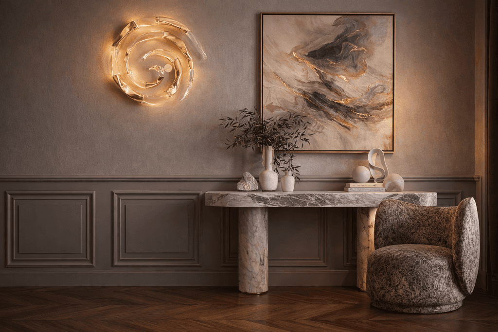 Luxury bronz and glass chandelier