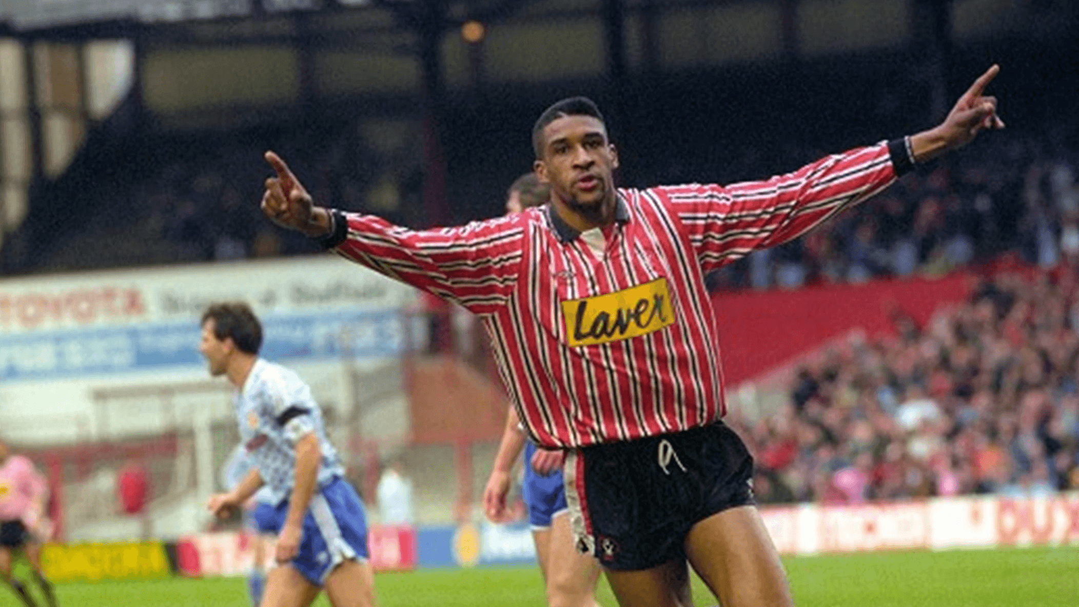 Brian Deane footballer after scoring goal