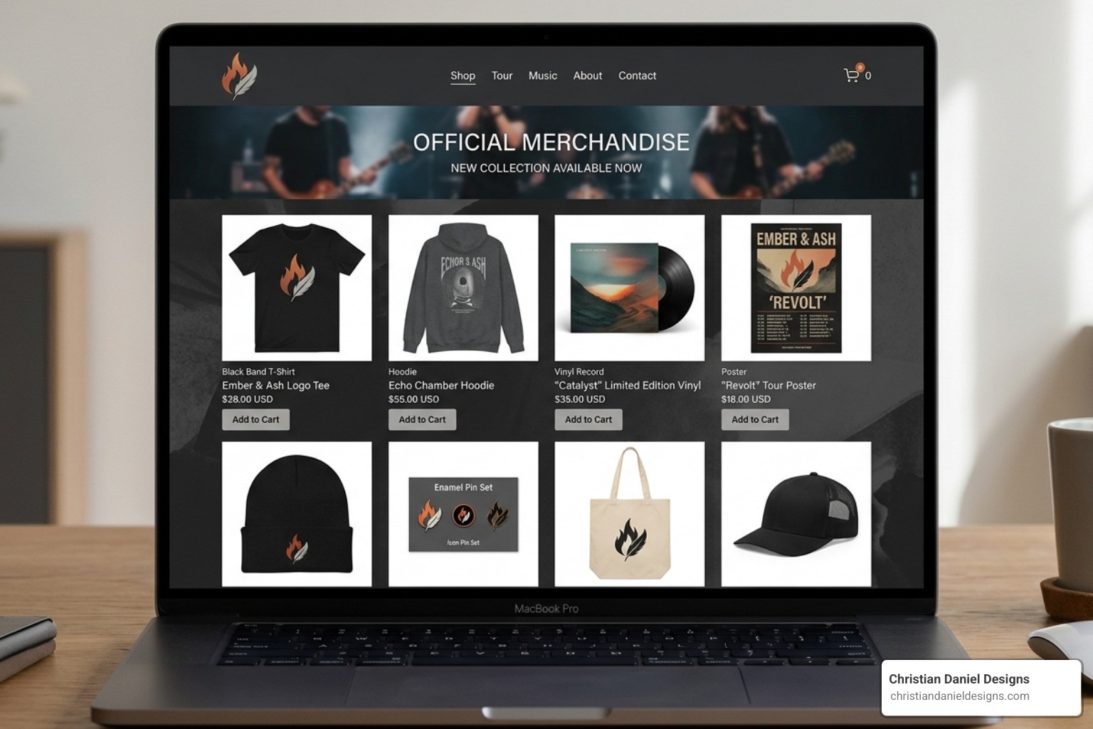 A professional band merchandise store on Squarespace - squarespace for musicians