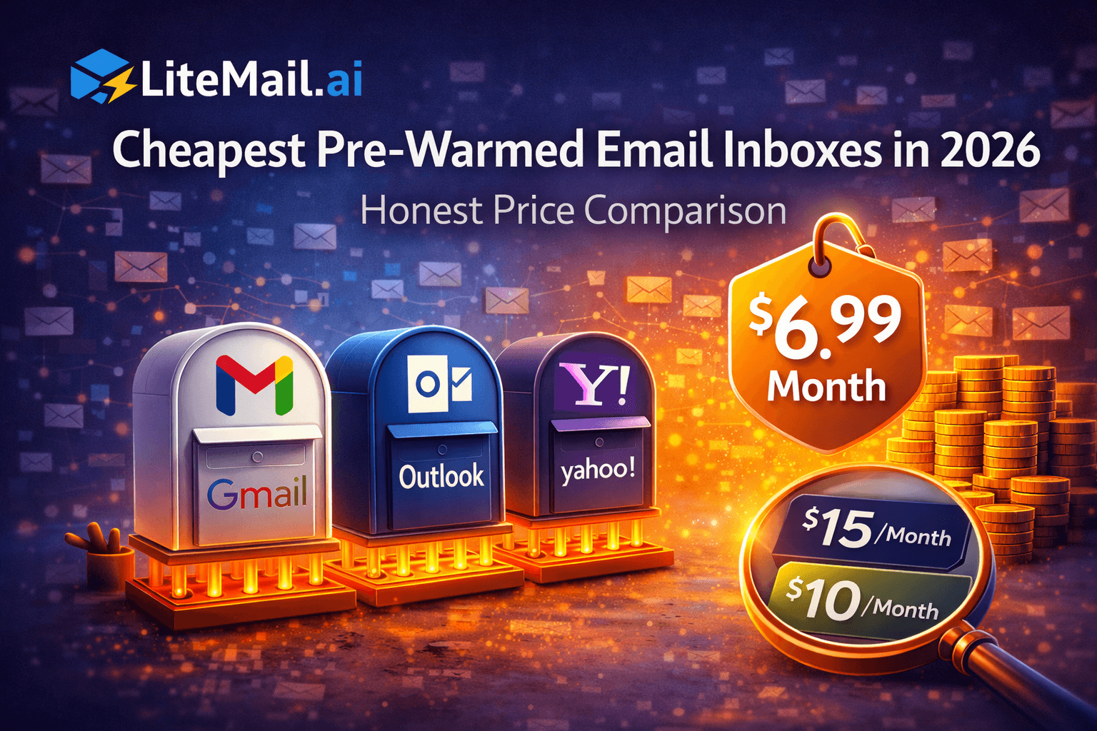 Looking for the cheapest pre-warmed email inboxes in 2026? Compare Lite Mail, Google, Microsoft, and Zapmail pricing, deliverability, and ROI. Avoid spam and scale cold email fast.