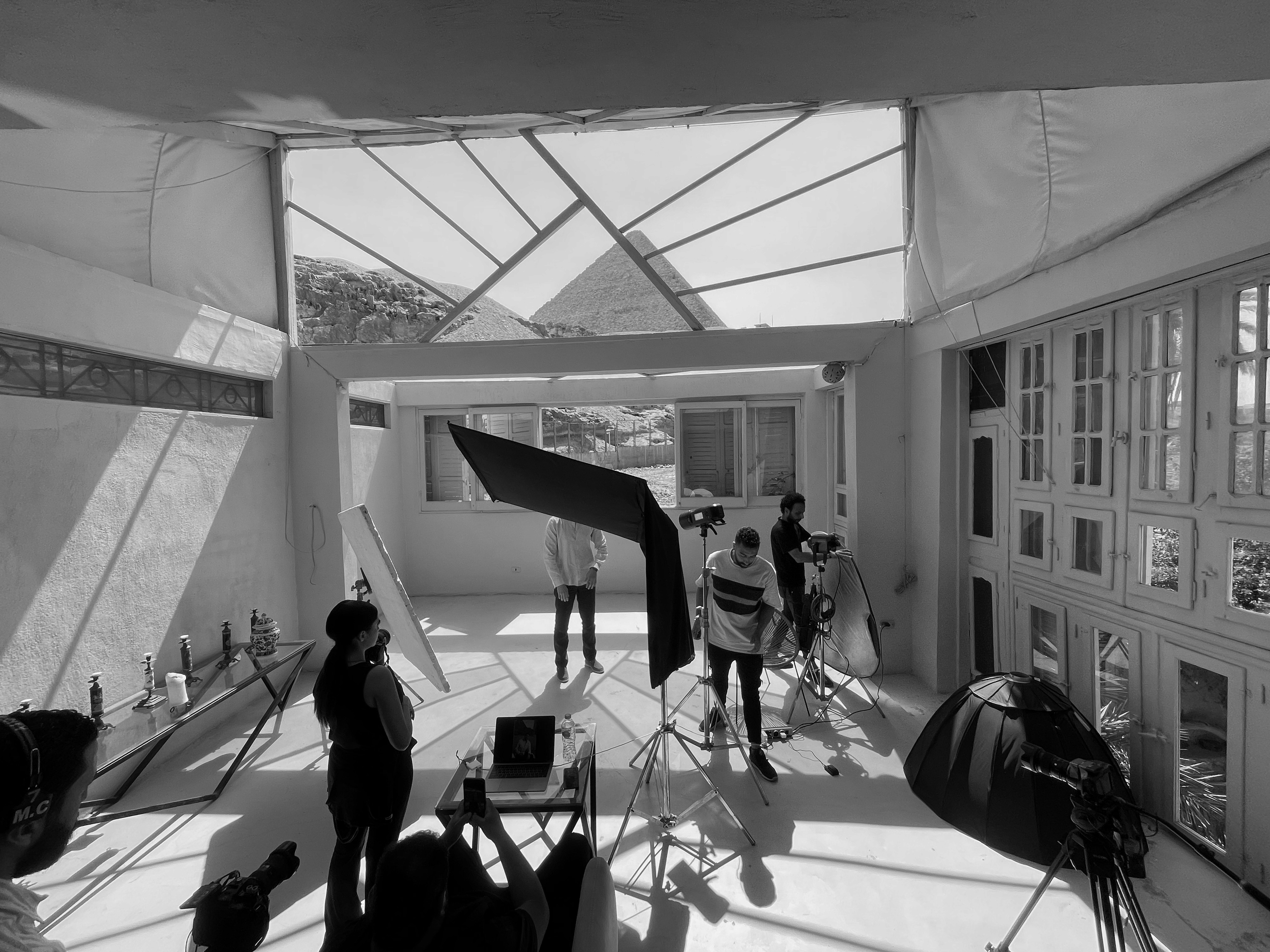 black and gray camera tripod