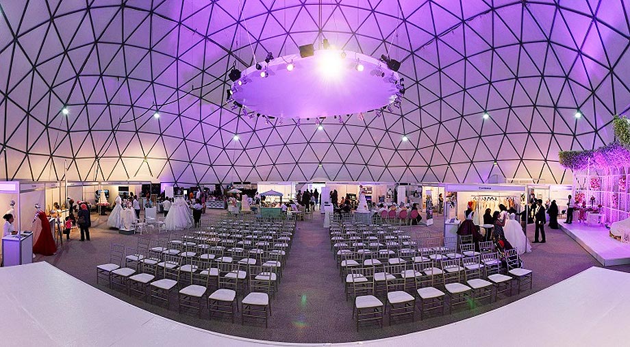 Wedding expo inside a geodesic dome