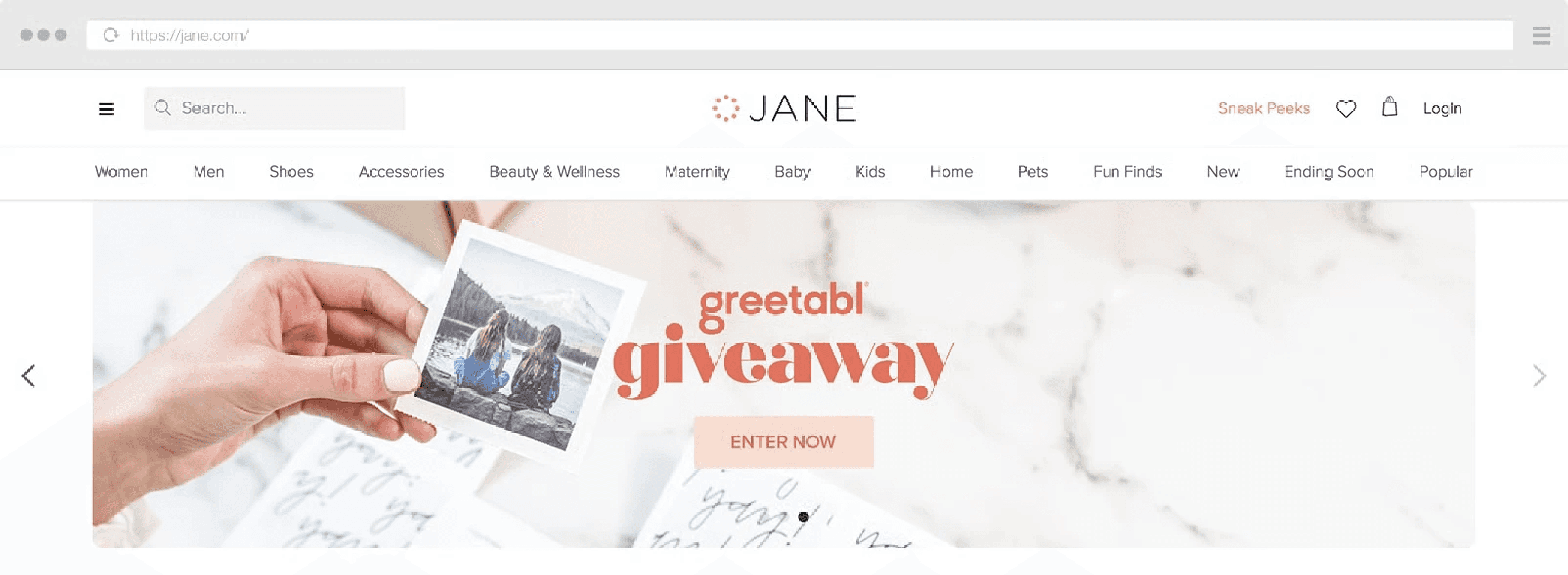 Jane.com's blog promoting a giveaway with horizontal banner