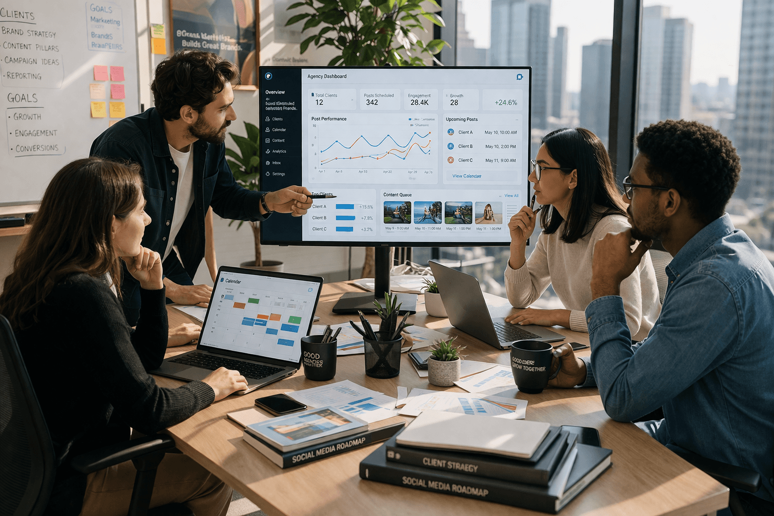 Agency team handling multiple LinkedIn accounts for clients