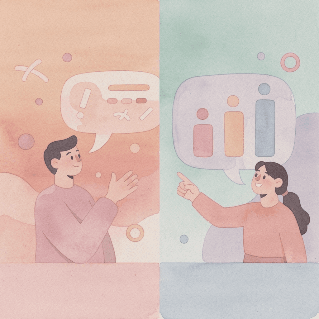 Scene showing contrast between struggling with language apps and confident Arabic conversation