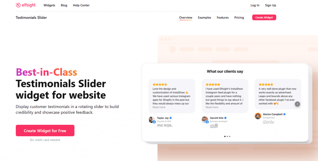 testimonial slider by elfsight