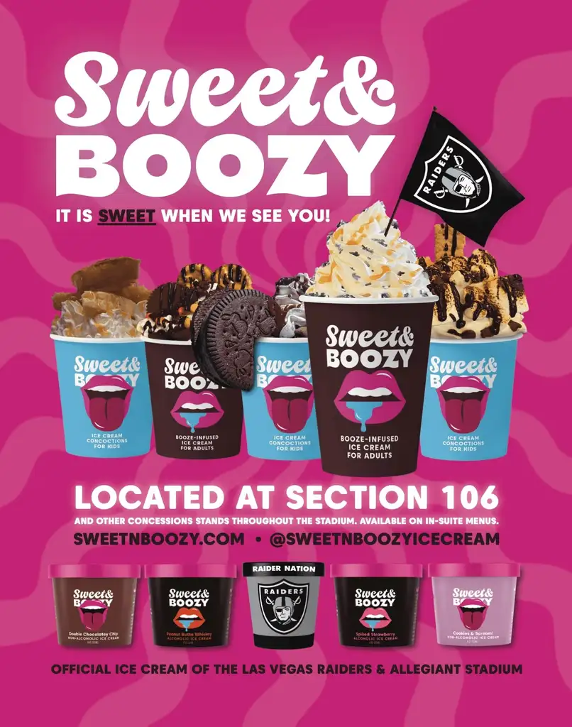 Sweet & Boozy ice cream game day add for las Vegas raiders