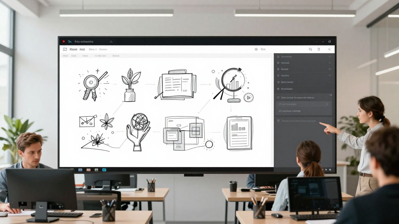 Designer working alongside a collaborative team in an office.