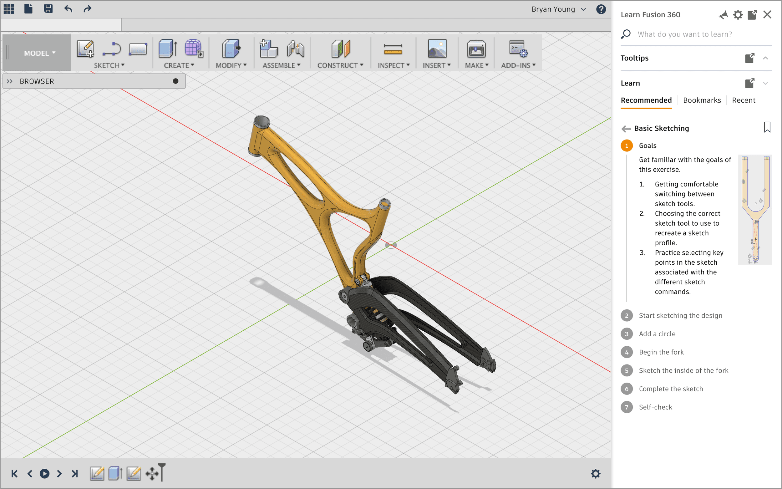 Mockup of Fusion learning panel
