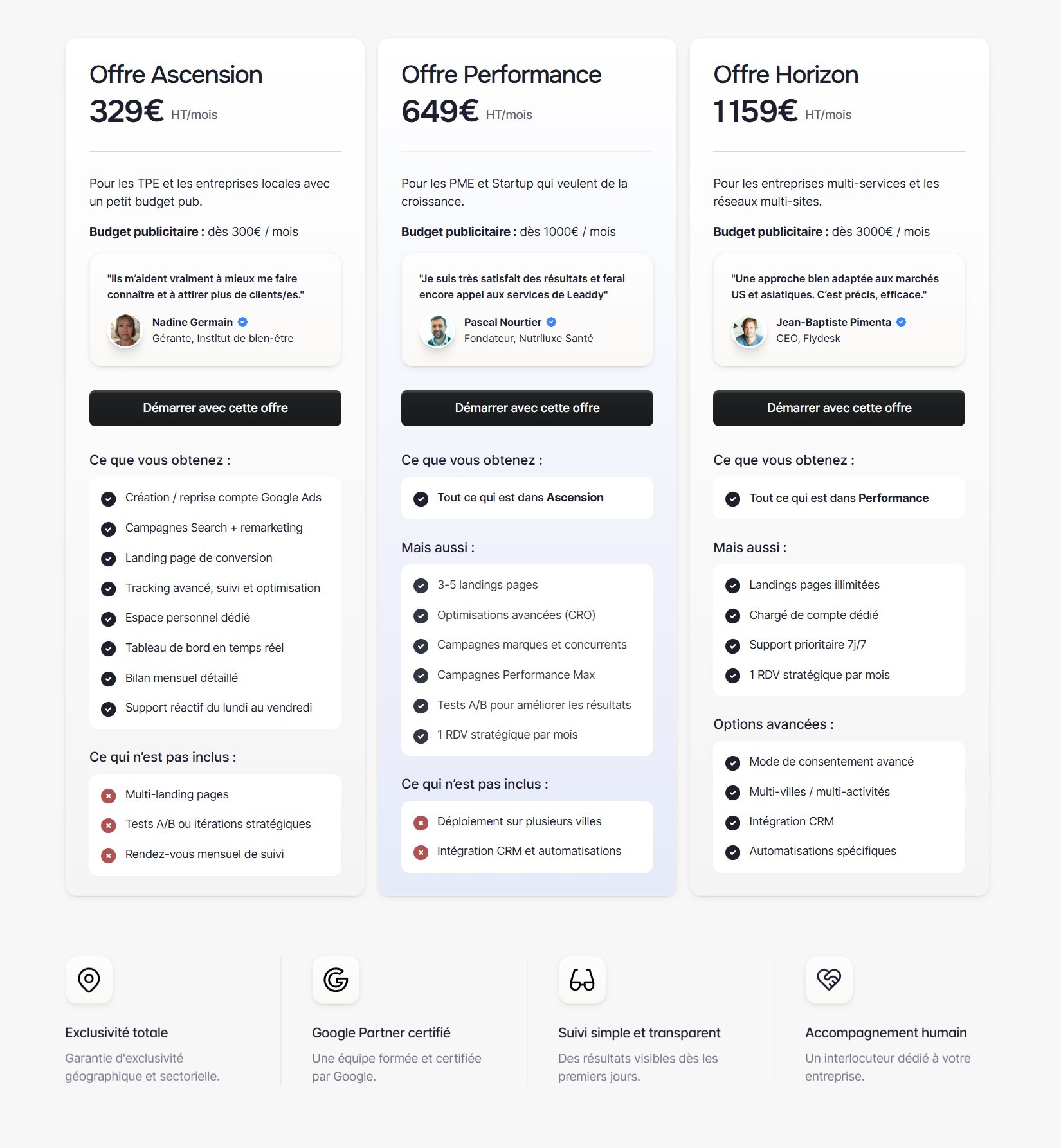 section pricing landing page leaddy