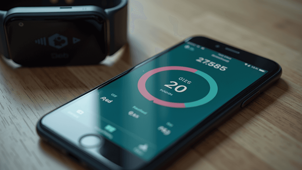 Close-up view of a smartphone showing a fitness tracking app