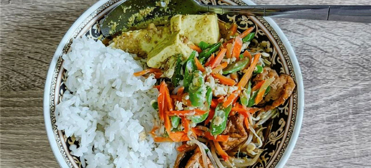 Spiced Tofu & Greens Konjac Rice Bowl