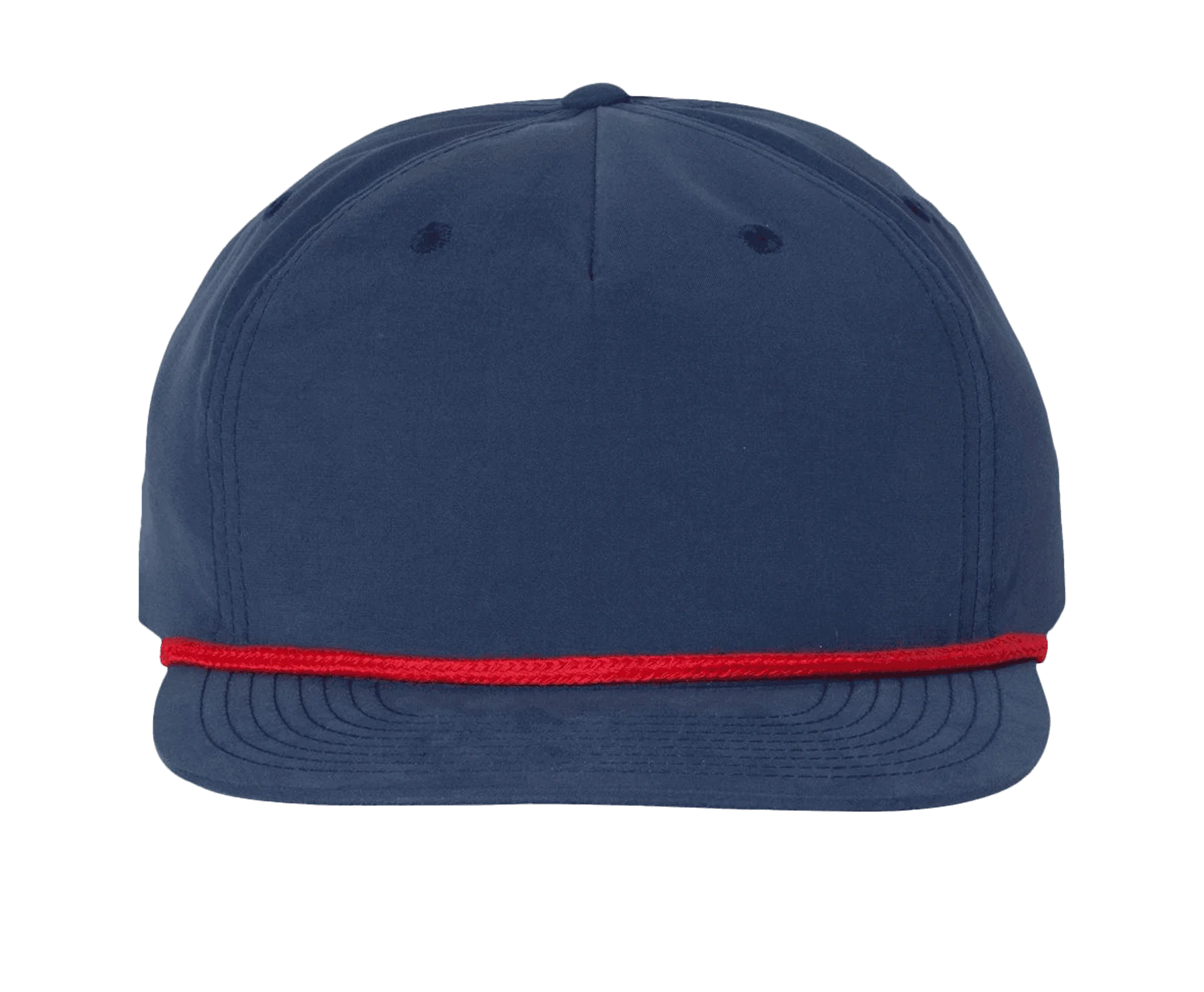 A blue umpqua snapback hat featuring a red brim accent is displayed against a plain background, showcasing a simple yet stylish design perfect for casual wear.