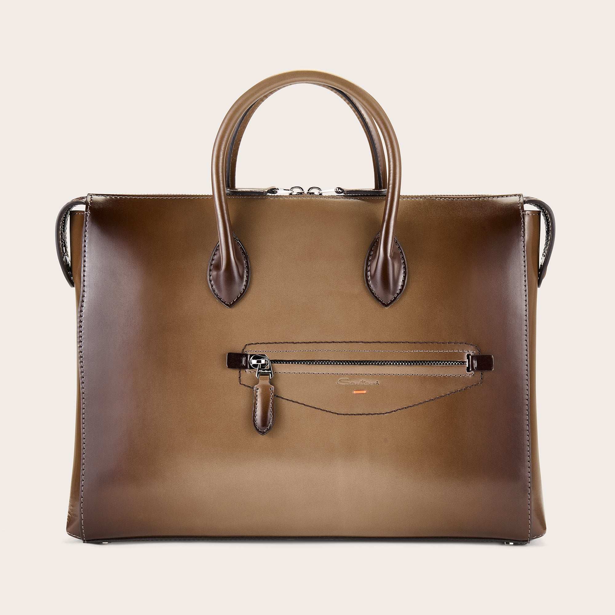 Dark Brown Leather Laptop Bag - Mandelli UK