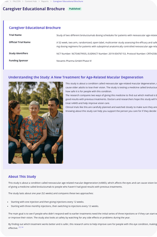 Example Schedule of activities generated from clinical trial protocol