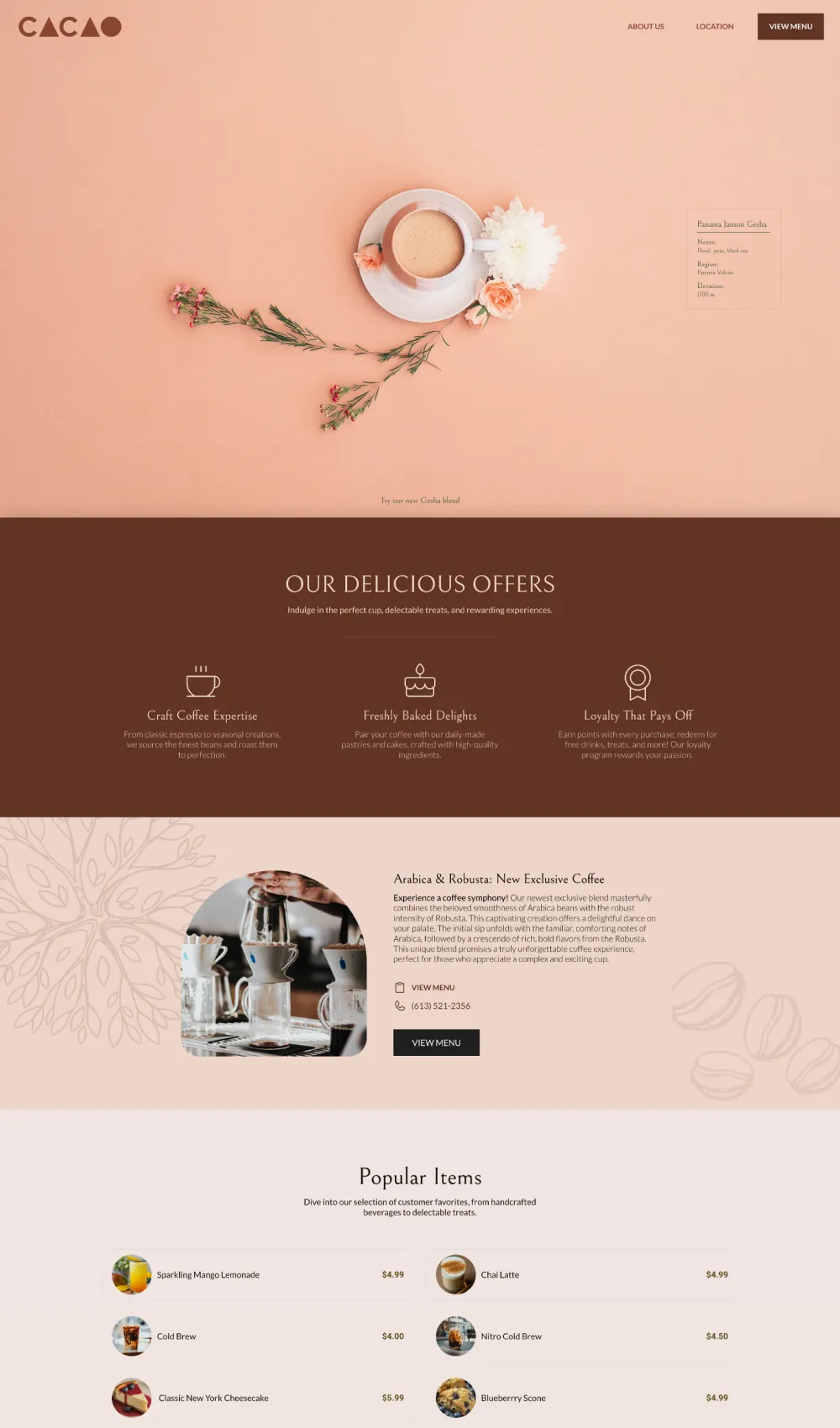 Coffee Shop Website Design