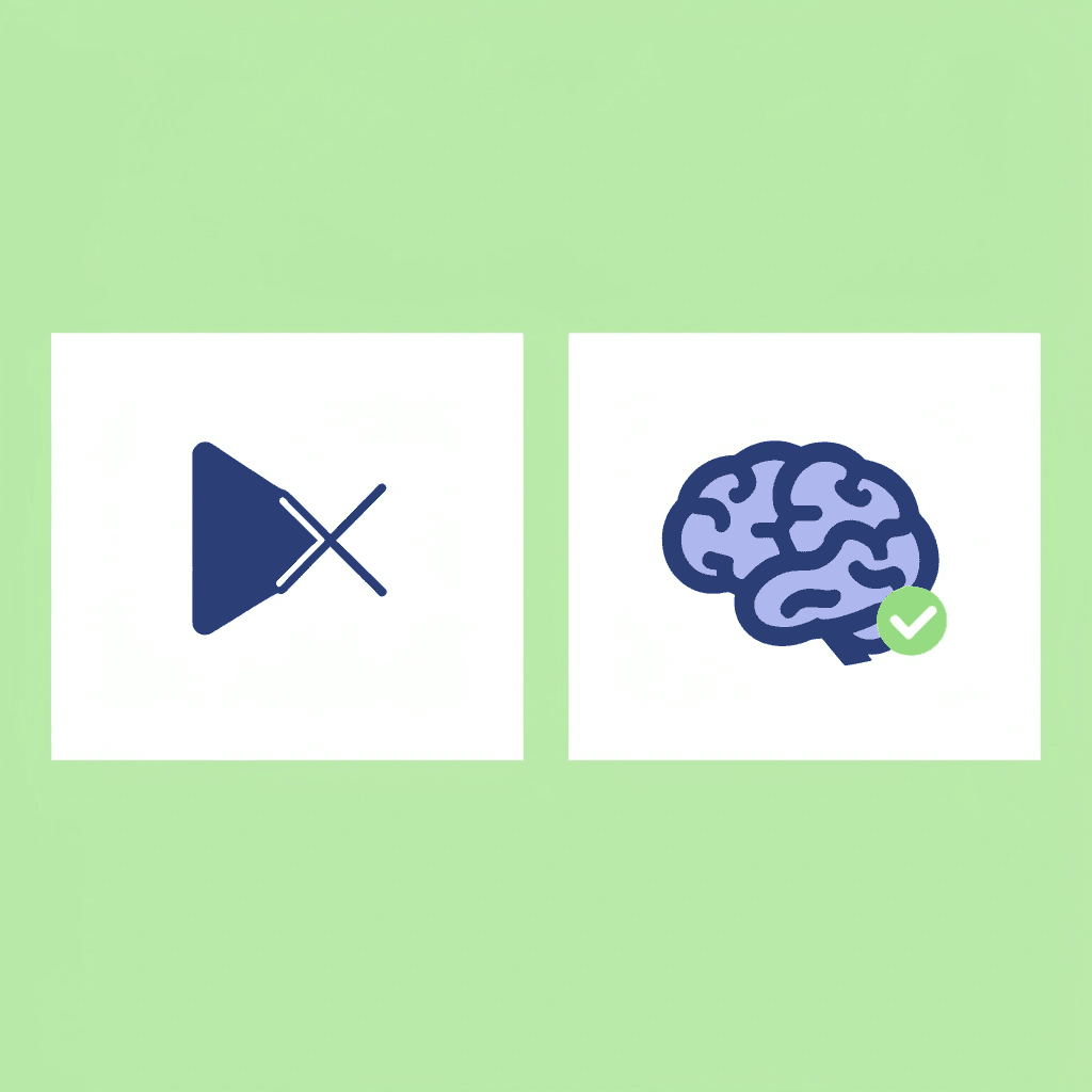 Before and after comparison: passive study methods (X) versus active study methods (checkmark)