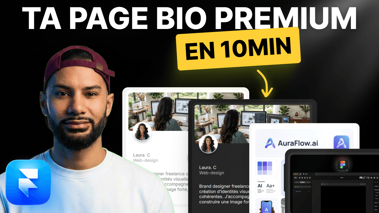 Miniature du tutoriel Framer montrant comment créer une bordure animée lumineuse sur des boutons noirs avec le logo Framer.