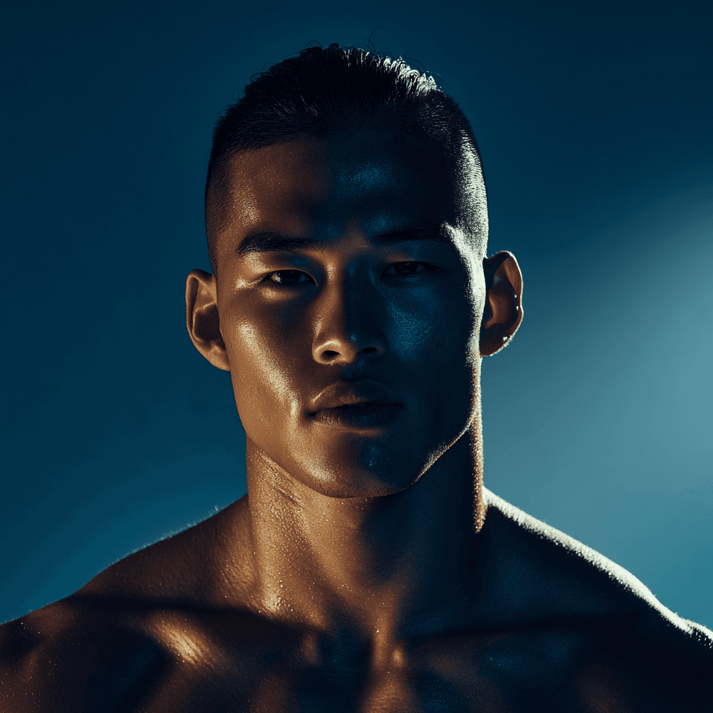 close-up image of a muay thai fighter