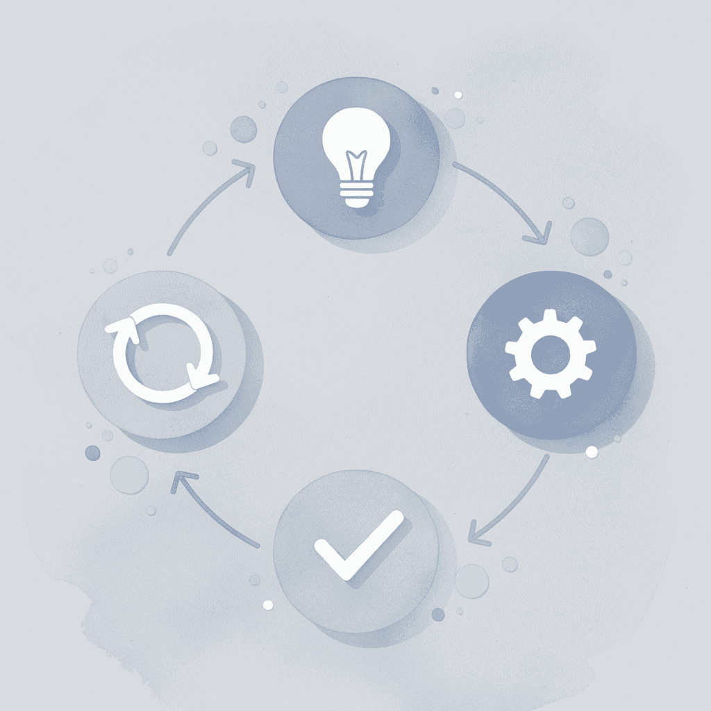 Cycle showing how manual work leads to fatigue and declining performance