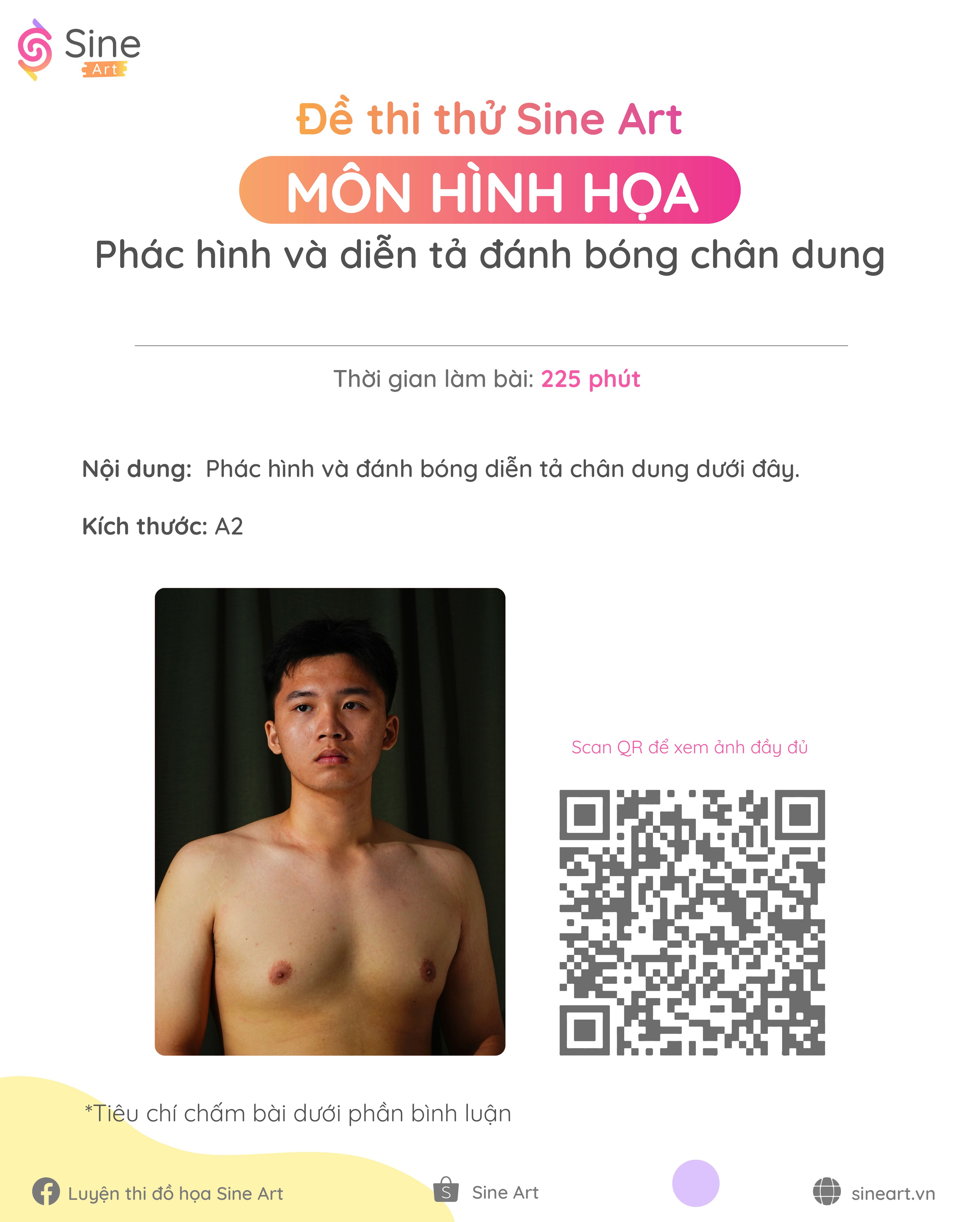 Đề thi Hình họa Sine Art mẫu chân dung 1