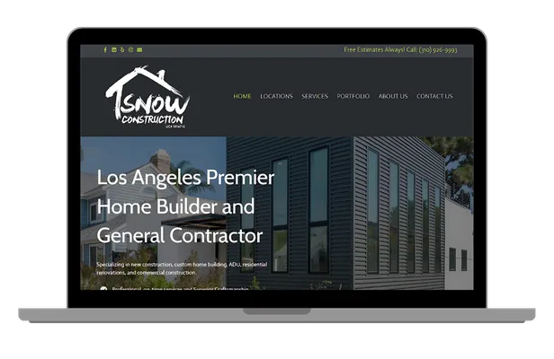 Snow Construction website for Los Angeles home builder and general contractor services.