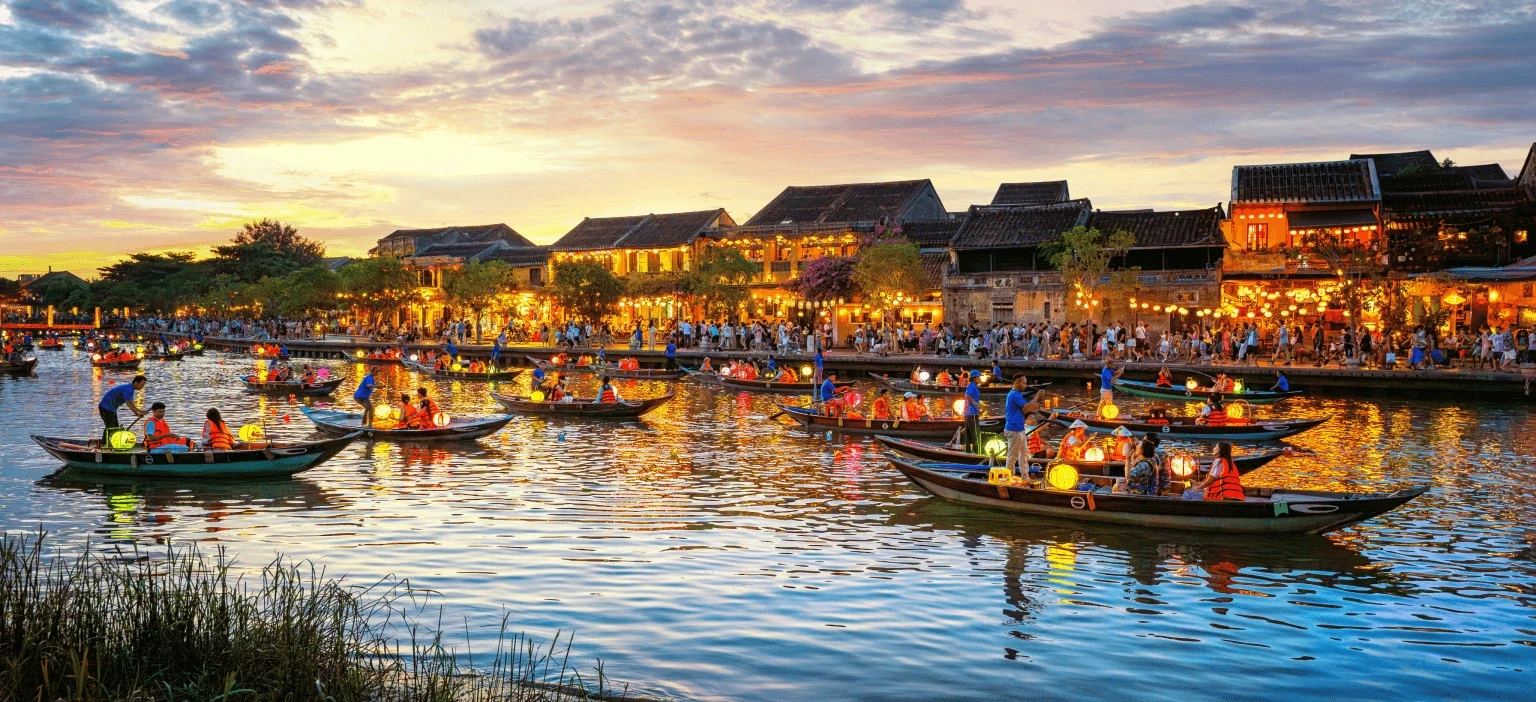 Lantern boats on river