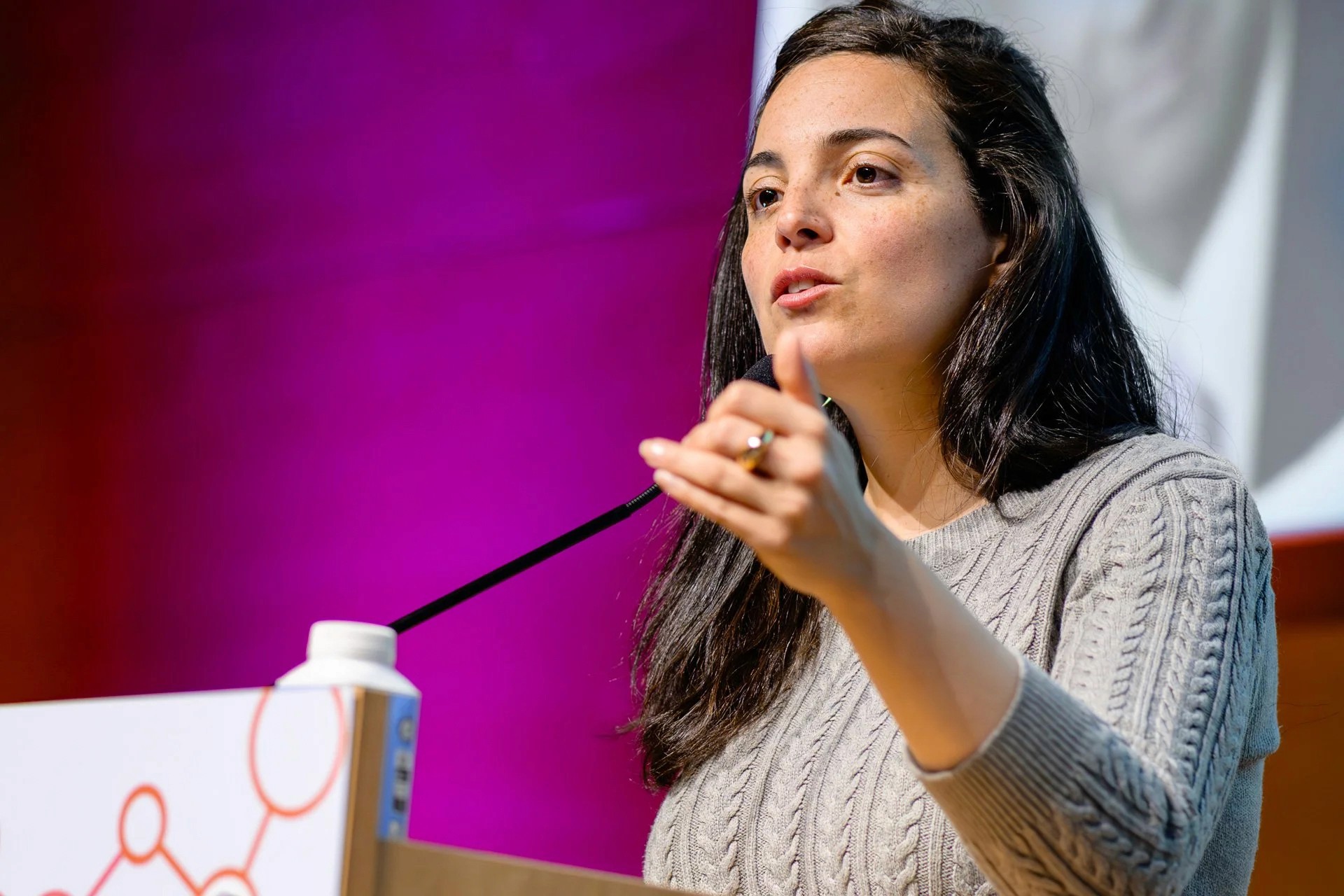 Conférencière sur scène lors de la séance d'inauguration des assises de l'Afigese