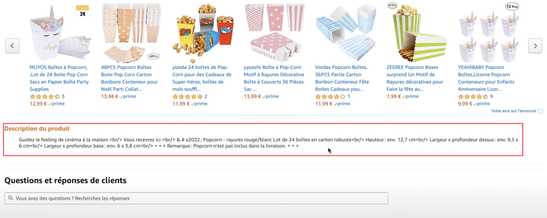 Description bâclée d'un produit qui domine les ventes sur Amazon France