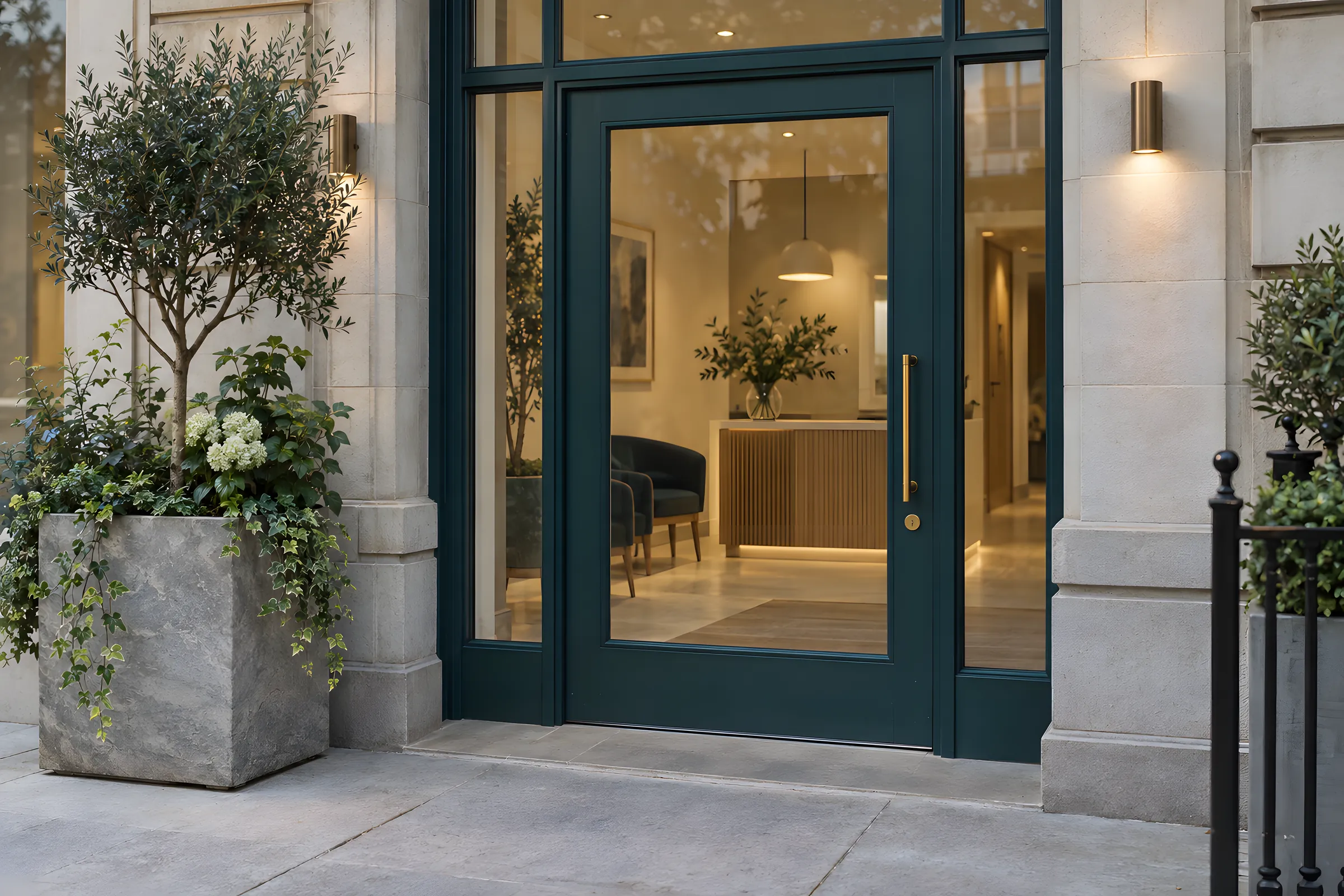 The studio entrance on Linden Avenue with its step-free doorway