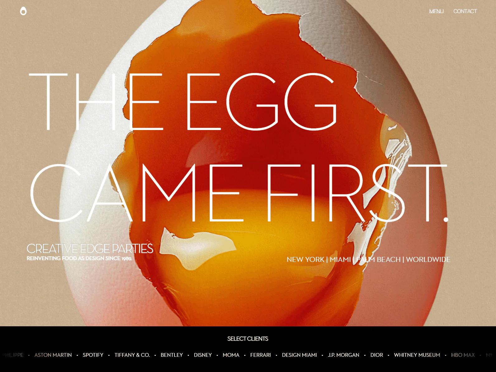 Creative Edge Parties website design, catering example
