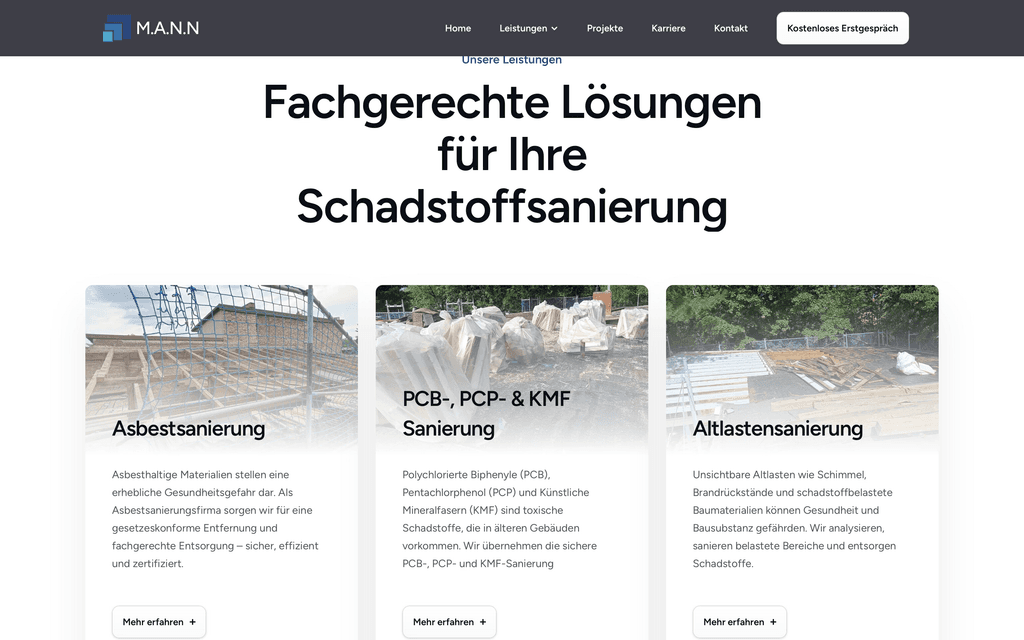 Digitale Präsenz einer Sanierungsfirma
