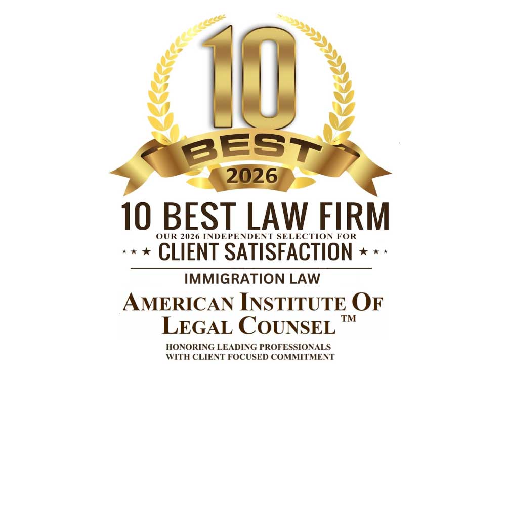 Mangone Law Firm recognized among the 10 Best Immigration Law Firms for Client Satisfaction in 2026 by the American Institute of Legal Counsel.