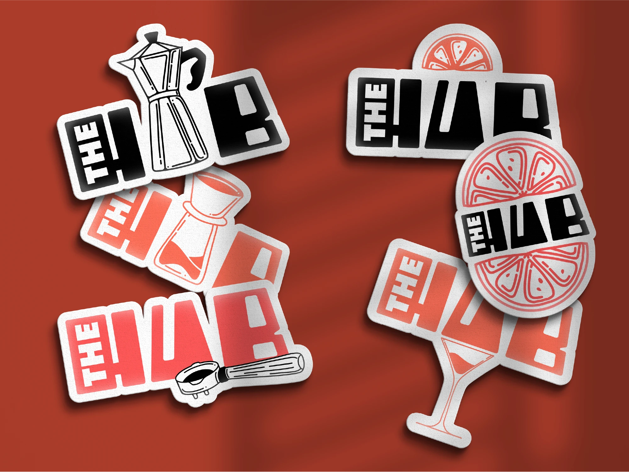The Hub. Brand design project sticker illustrations.