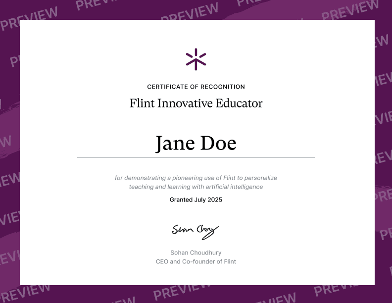 Preview of the Flint Innovative Educator certificate