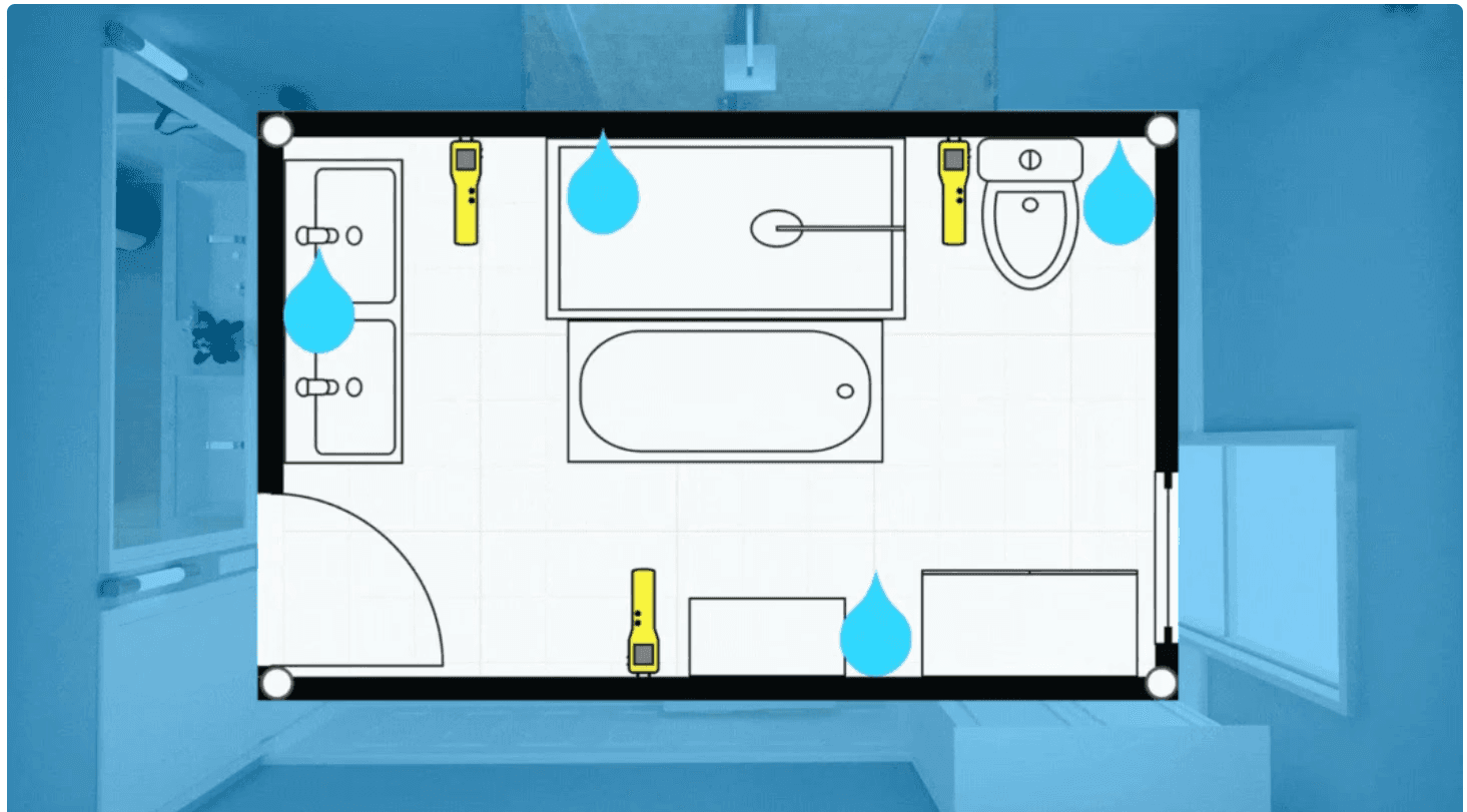chambre avec des dégâts d'eau et comment les réparer avec magicplan