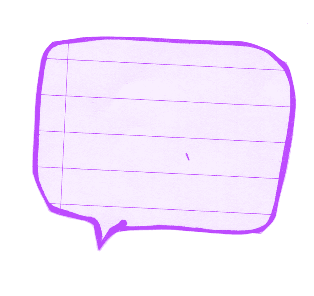 cut out lined paper in the shape of a word bubble