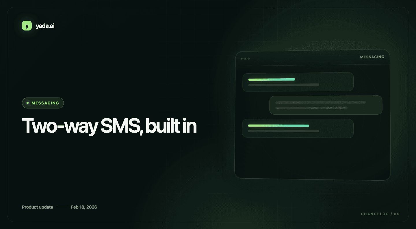Two-way SMS, built in — Yada Messaging product update