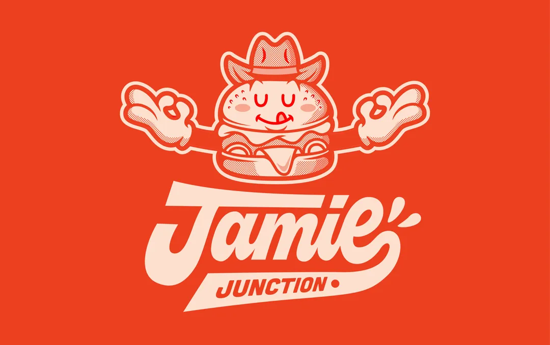 Jamie Junction logo design with lucky cat mascot