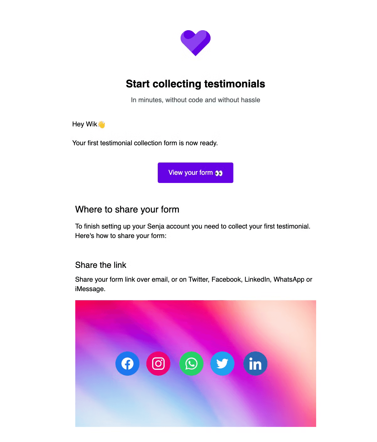 Senja Onboarding Email