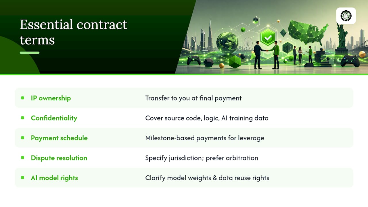 Diagram comparing key contract terms for vendors