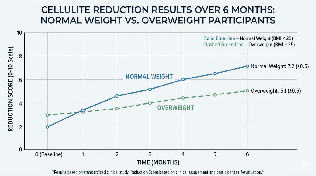 Collagen peptide cellulite study results by body weight category