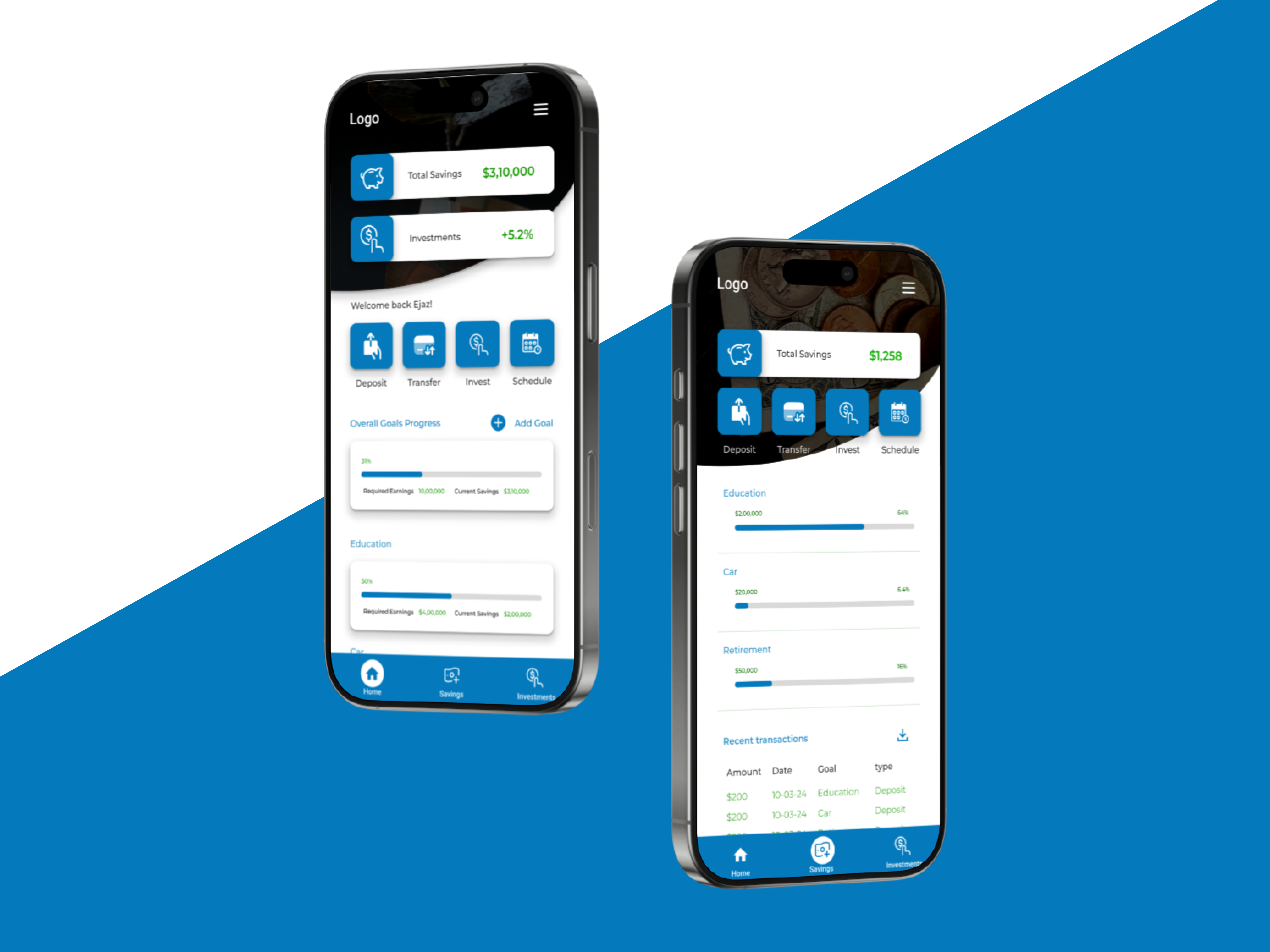 Saving mobile app design UI UX Mockup