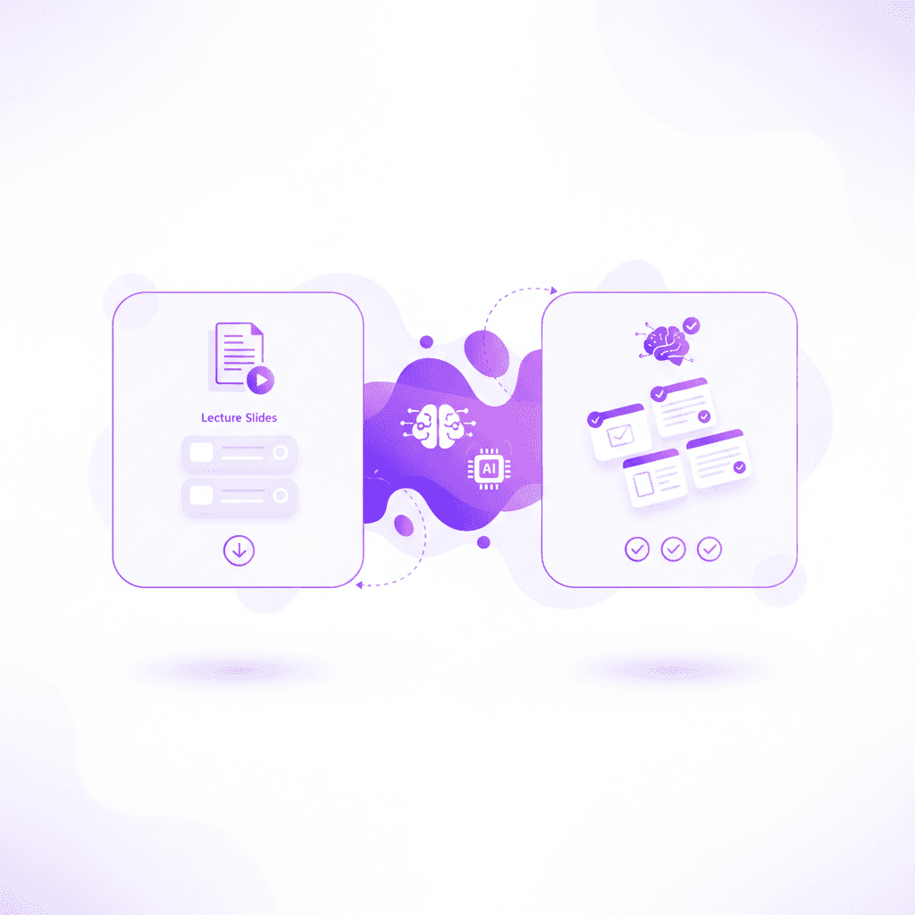 Penseum workspace converting lecture notes into custom flashcards
