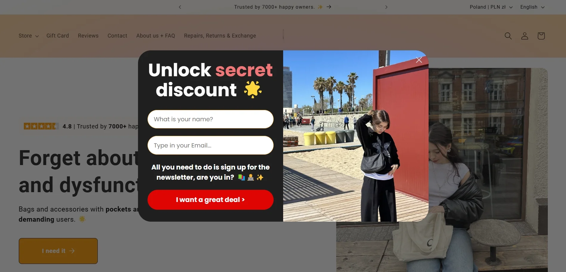 WHOSE regular signup popup