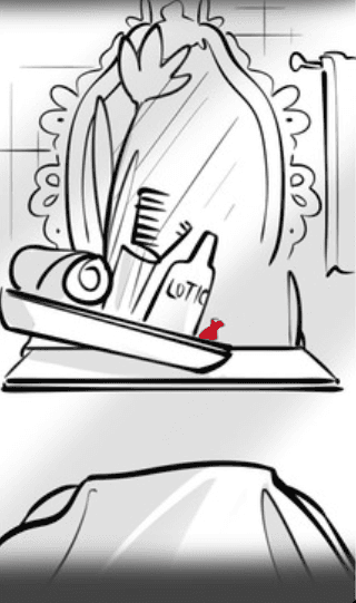 Black and white line sketches planning various scenes of an airline cabin experience